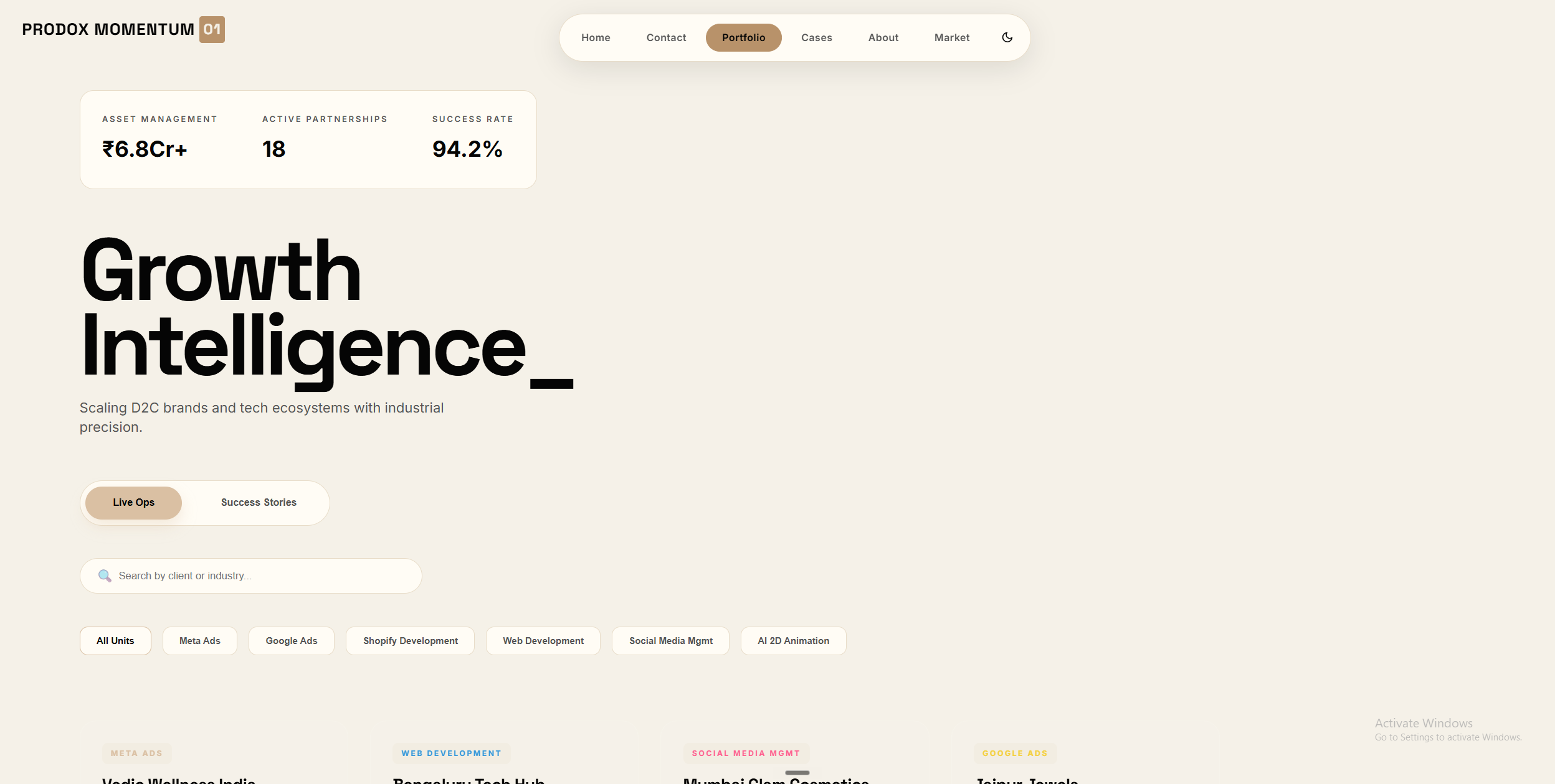 Prodox Momentum — Growth intelligence dashboard
